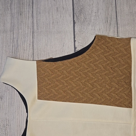 Maeve Colorblock Knit Sweater Dress Cream/Tan/Blue Size 14 - Picture 5 of 14
